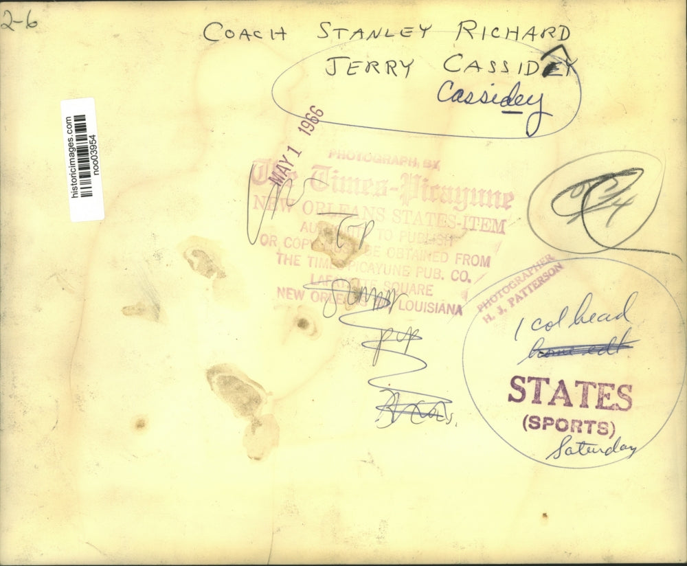 1966 Press Photo Sports Coach Stanley Richard and Jerry Cassidey - noo03954