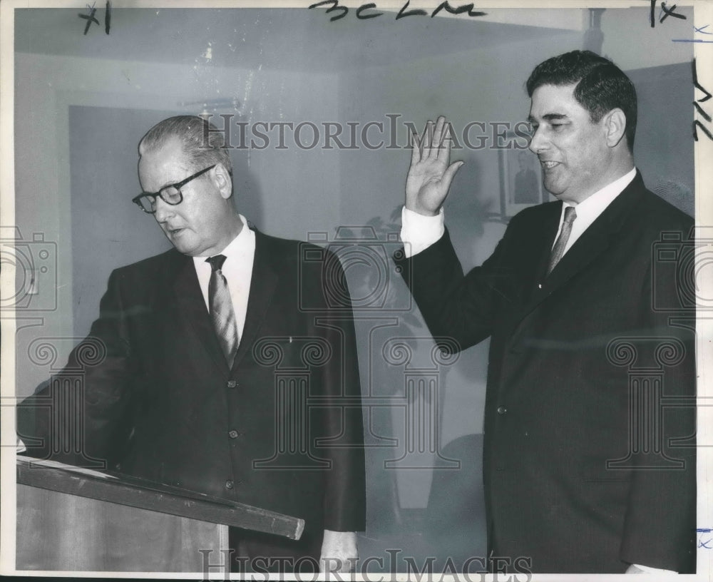 1968 Press Photo Paul V. Burke acting Postmaster of New Orleans, Joseph J. Zarza