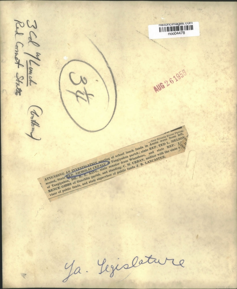 1958 Press Photo Attending an investigation meeting of school lunch funds