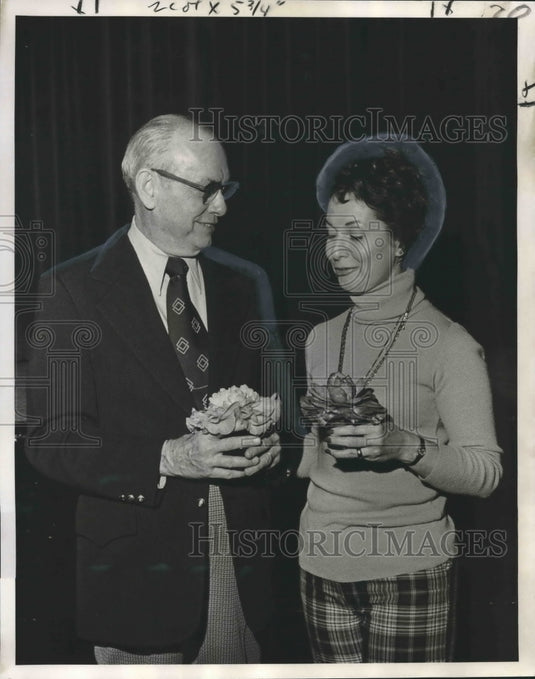 1973 Press Photo Mrs. James L. Butler and Clyde X. Copleland at Camellia Club