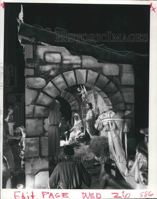 1967 Press Photo Life-size Nativity scene in the parking lot of Pontchartrain