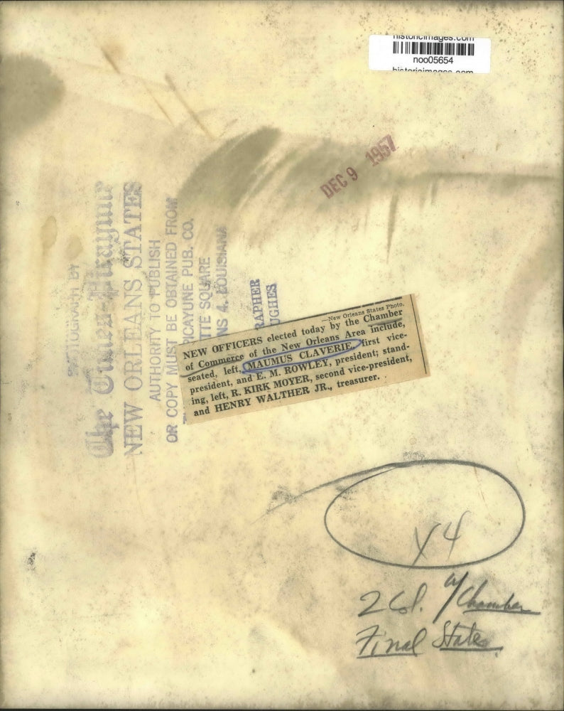 1957 Press Photo New Officers elected by Chamber of Commerce, New Orleans