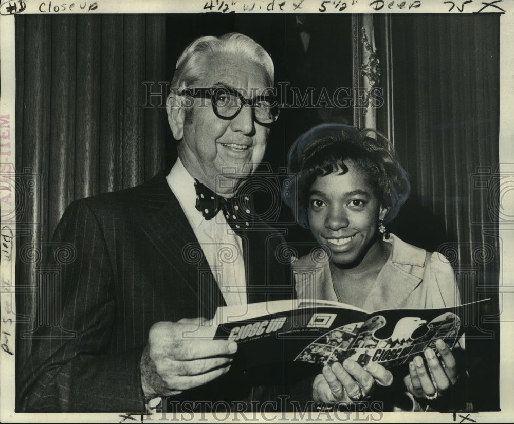 1973 Press Photo Former Supreme Court Justice, Rabouin Student with Brochure- Historic Images