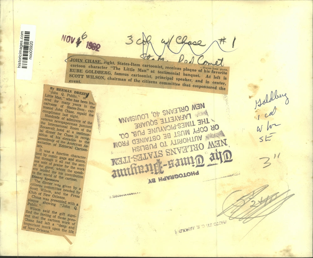 1962 Press Photo States-Item cartoonist John Chase & other delegates at banquet