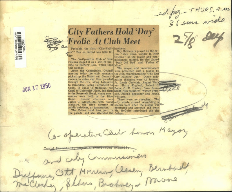 Load image into Gallery viewer, 1950 Press Photo Co-Operative Club of New Orleans celebrates "City-Fathers" Day

