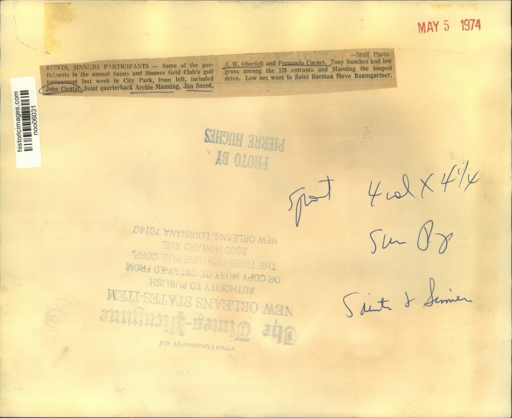 1974 Press Photo John Cieutat at Saints and Sinners Grid Club Golf Tournament