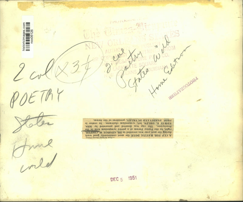 Load image into Gallery viewer, 1951 Press Photo Dr. George Cooper honored by Poetry Forum at a poetry symposium

