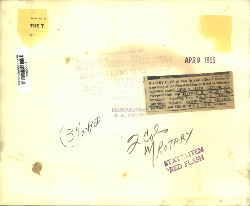 1965 Press Photo Officers of the Rotary Club of New Orleans Named - noo06391