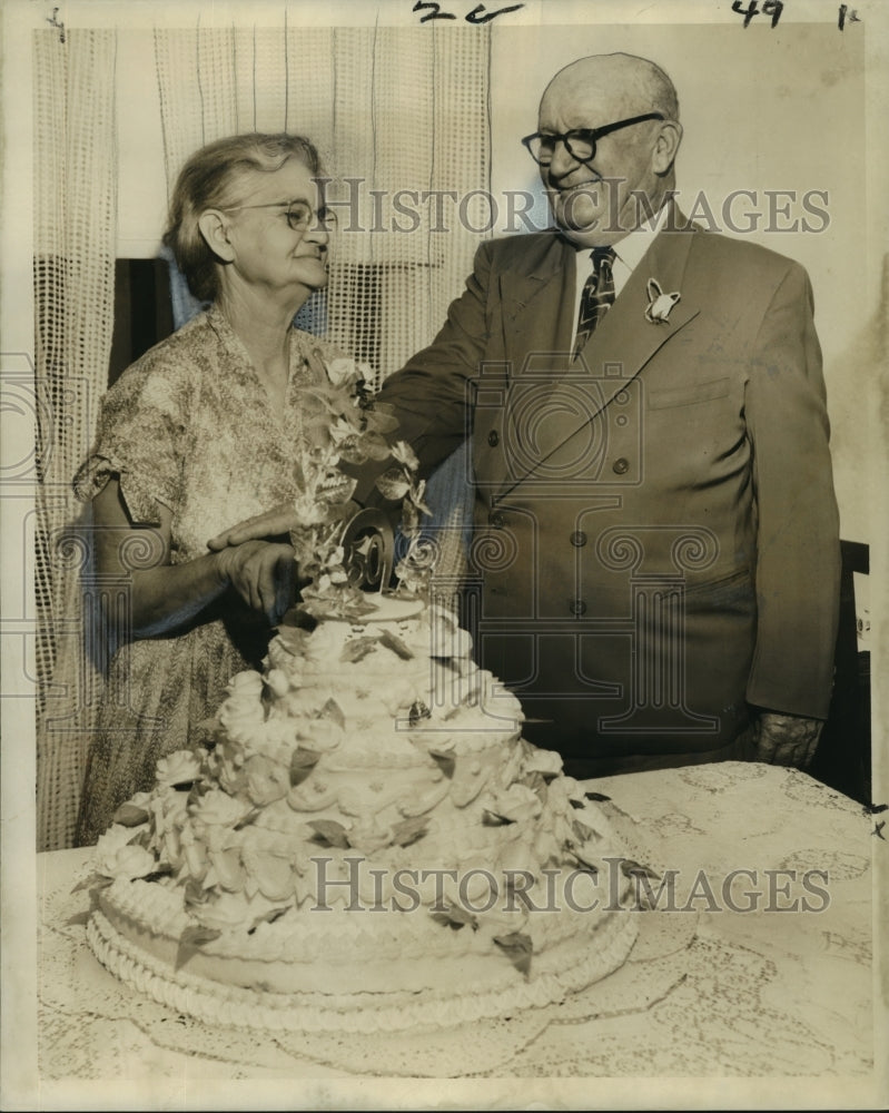 Load image into Gallery viewer, 1957 Press Photo Mr. &amp; Mrs. Philip Clement celebrate 50th wedding anniversary
