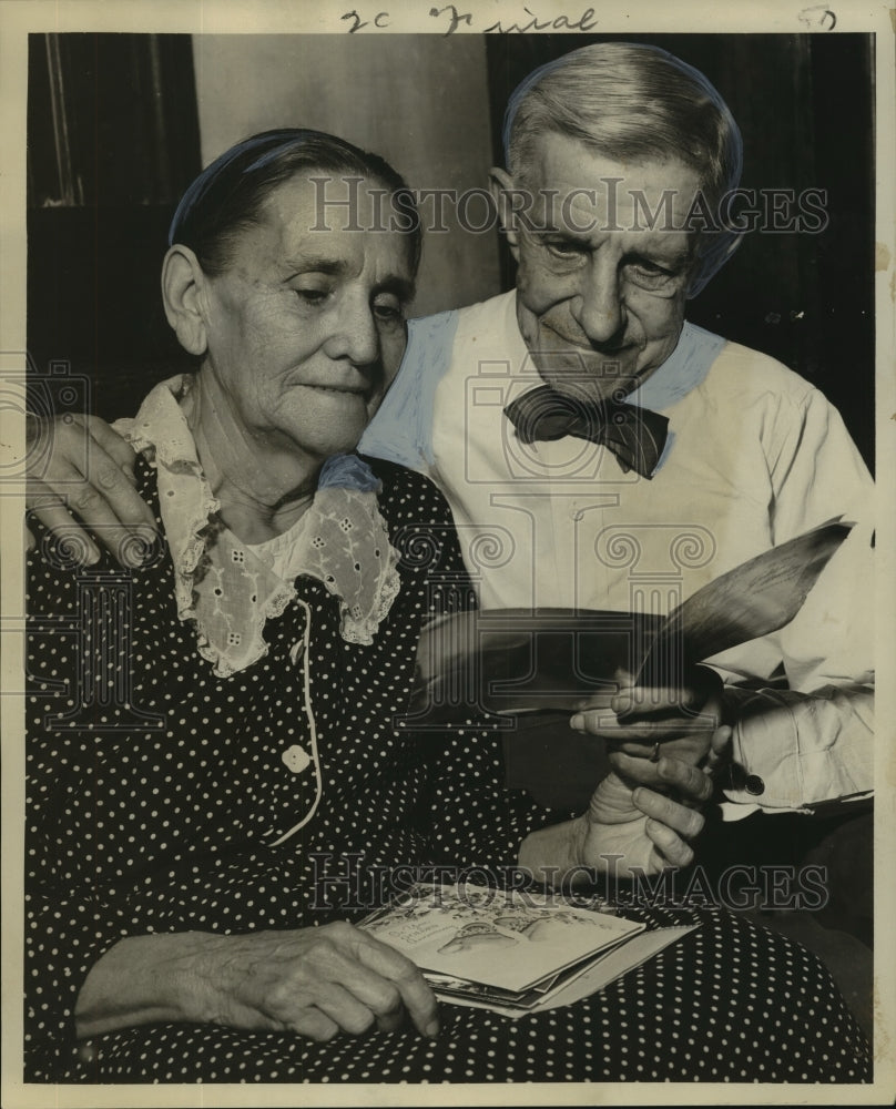 1954 Press Photo Mr. & Mrs. Leon T. Copping celebrate their 50th anniversary- Historic Images