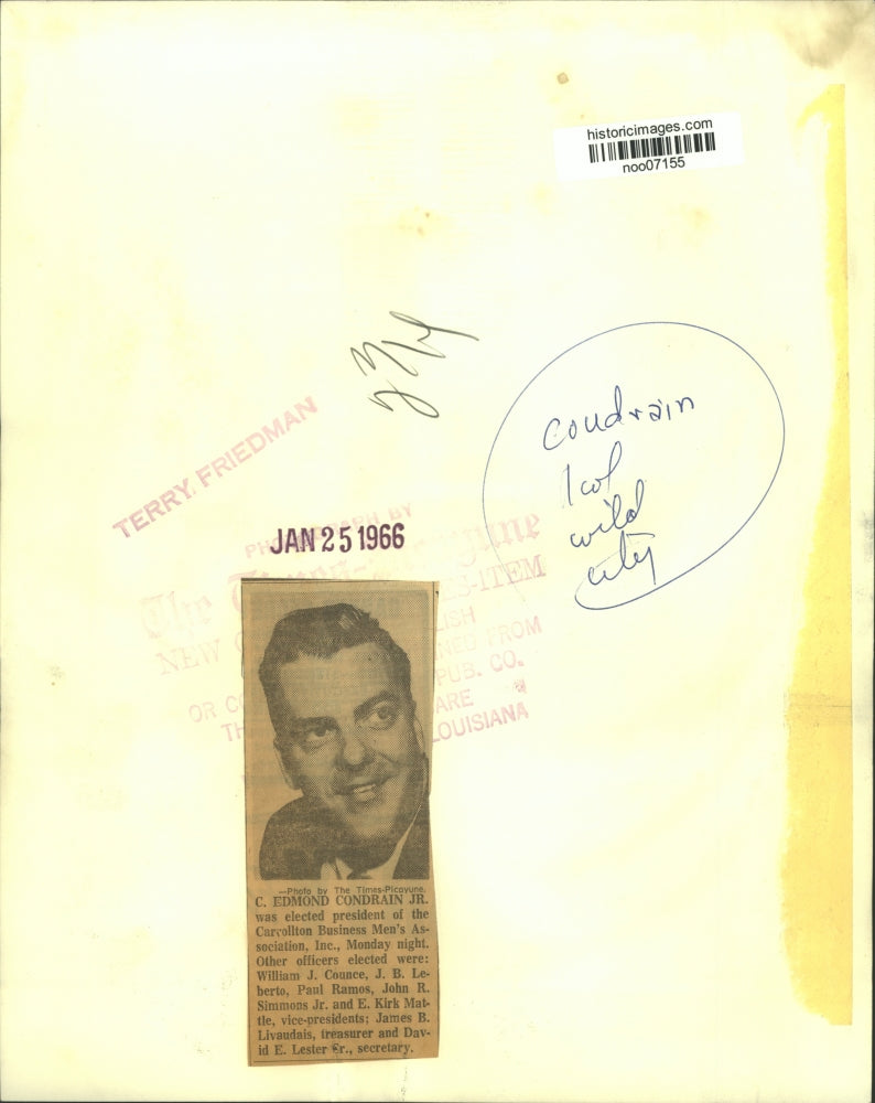 1966 Press Photo C. Edmond Condrain Jr. of Carrollton Business Men's Association