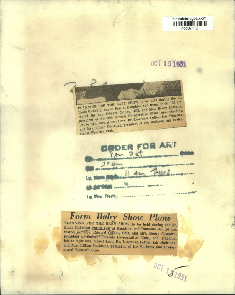 1951 Press Photo Planning for baby show to be held at St. Louis Cathedral Fair