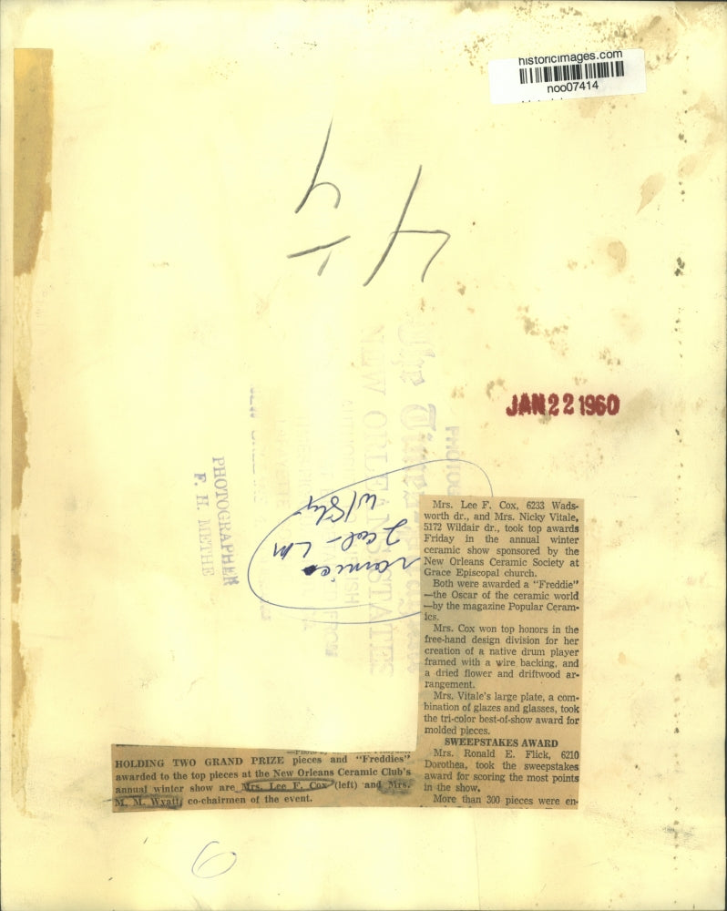 1960 Press Photo New Orleans Ceramic Society Award Winners - noo07414