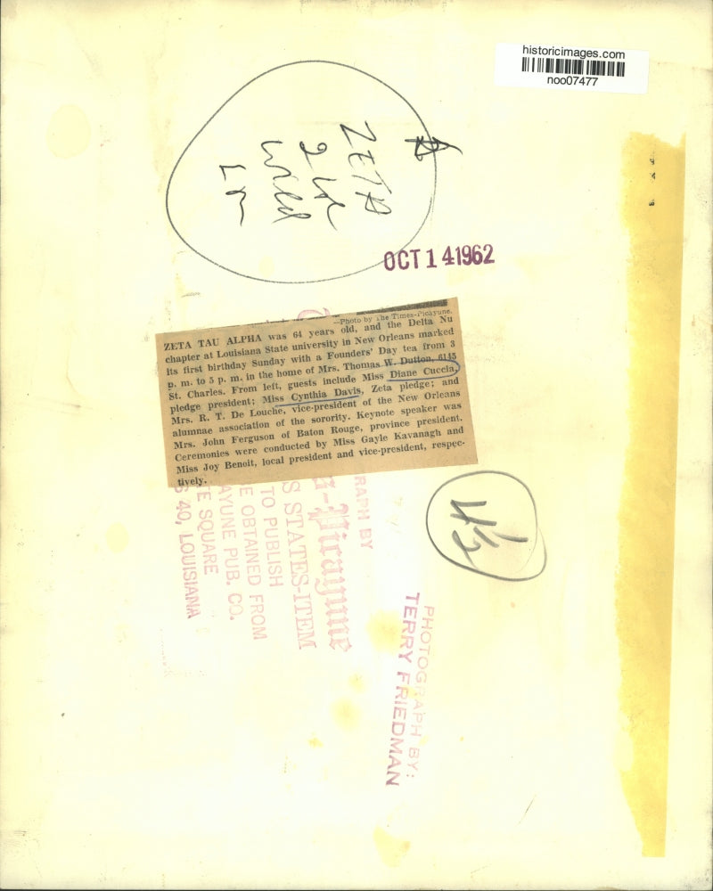 1962 Press Photo The Delta Nu sorority chapter celebrates its first birthday