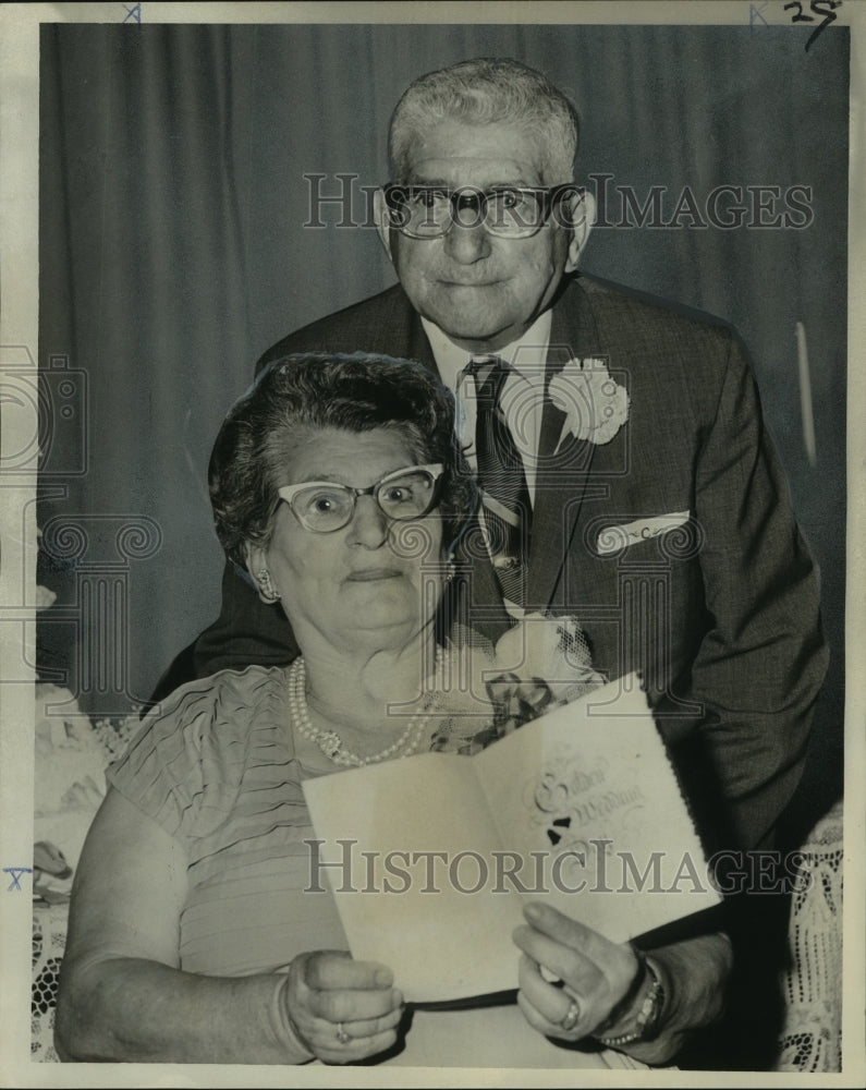 1967 Press Photo Mr. &amp; Mrs. John J. Cuchinotto celebrate their 50th anniversary