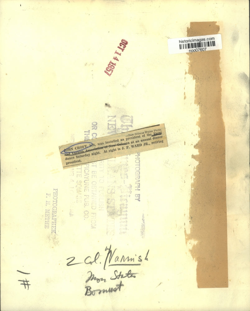 1957 Press Photo Paint & Varnish Assoc. of New Orleans president John Croft