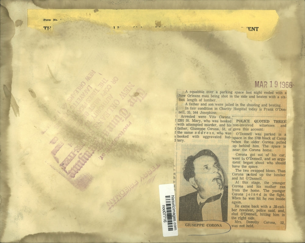 1966 Press Photo Giuseppe Corona, Charged with Aggravated Battery for Fight