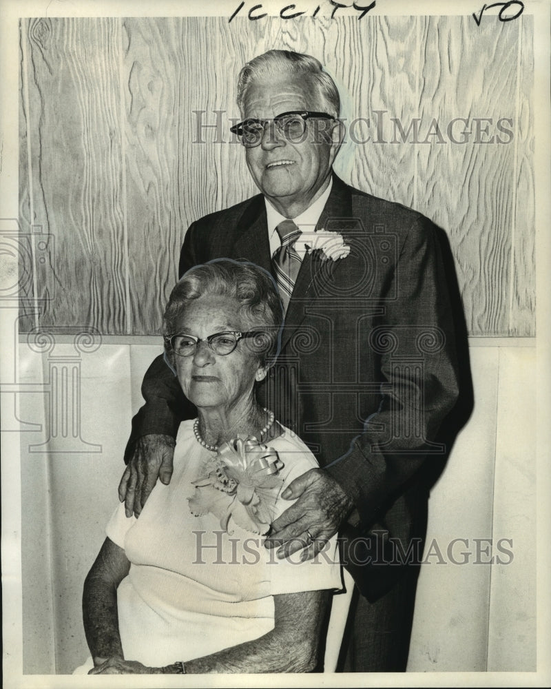 1969 Press Photo Mr. &amp; Mrs. John D. Courrege celebrate 50th wedding anniversary
