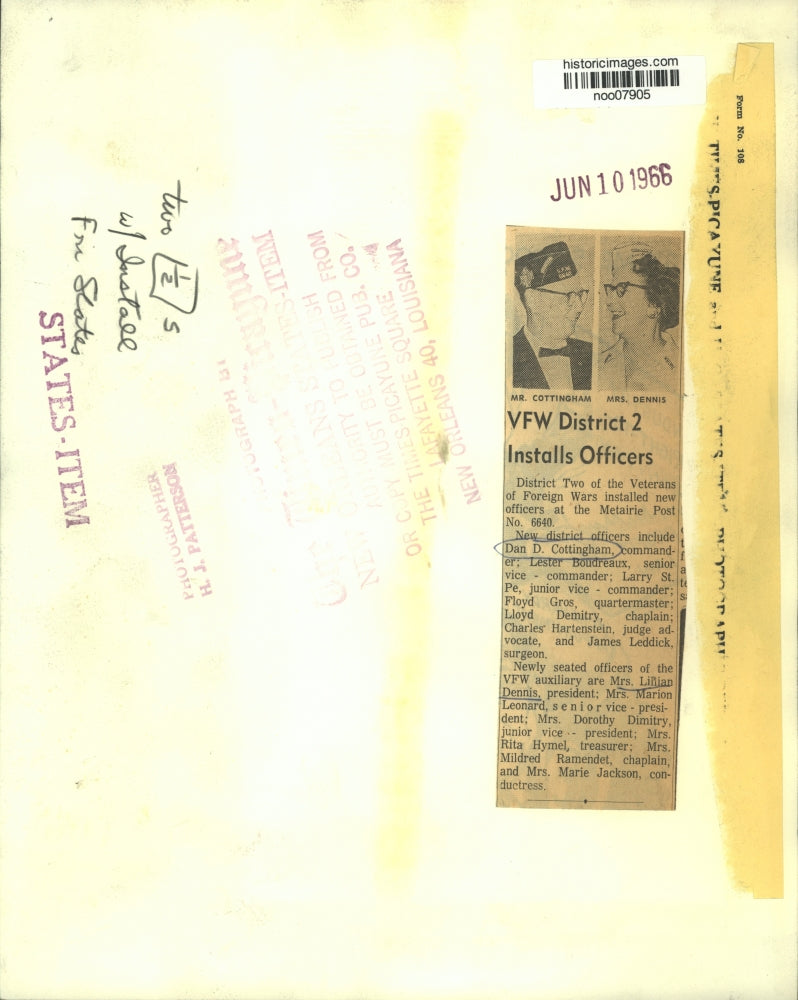 1966 Press Photo New officers of District Two of the Veterans of Foreign Wars