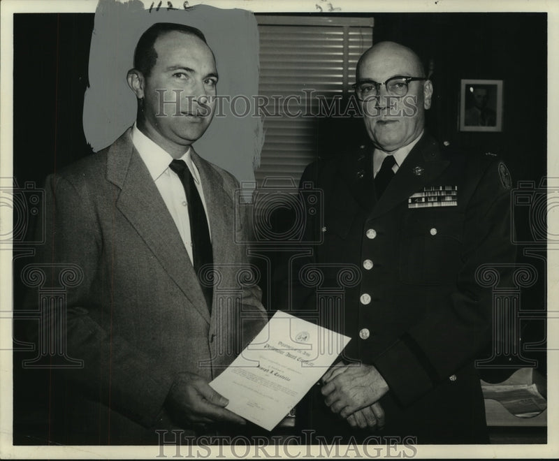 Load image into Gallery viewer, 1958 Press Photo Joseph J. Costello awarded Sustained Superior Performance Award
