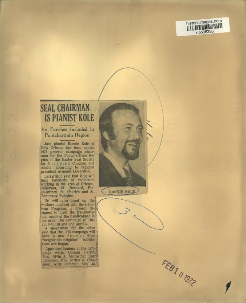 Load image into Gallery viewer, 1972 Press Photo Jazz Pianist Ronnie Kole Named Easter Seal Society chairman
