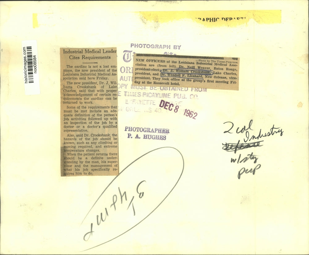 1962 Press Photo William Crookshank of Louisiana Industrial Medical Association