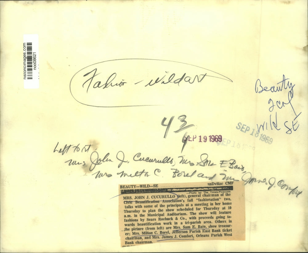 1969 Press Photo Mrs. John Cucurullo, Civic Beautification Association Chairman