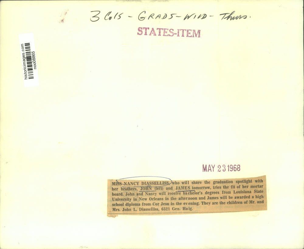 1968 Press Photo Diasselliss family siblings share graduation spotlight