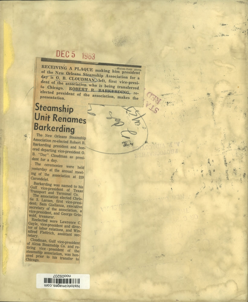 1963 Press Photo New Orleans Steamship Association officers - noo09207