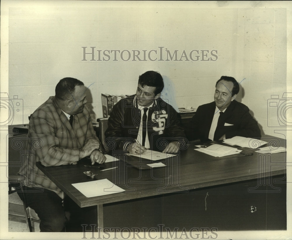 1968 Press Photo St. Frederick&#39;s Jimmy Clark Signs with Northeast State Football- Historic Images