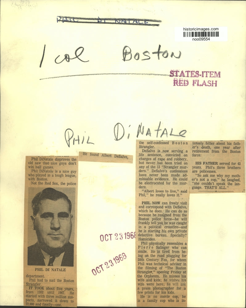 1968 Press Photo Phil DiNatale in "The Boston Strangler" Movie - noo09554