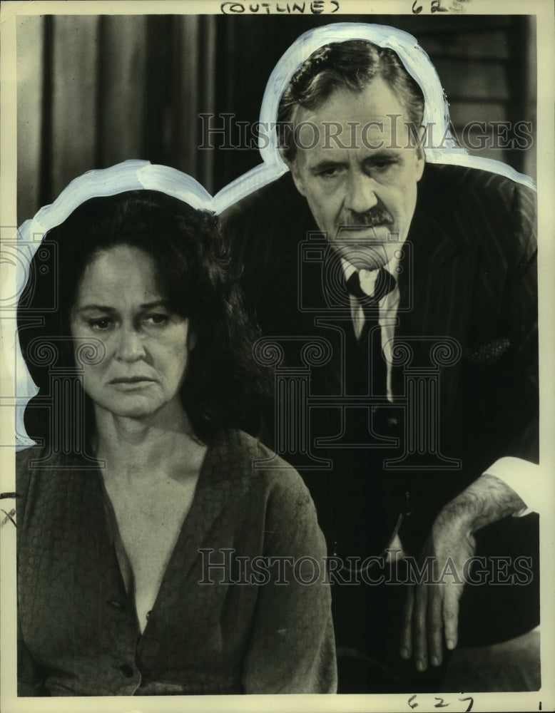 1976 Press Photo Scene, television production, Colleen Dewhurst, Jason Robards- Historic Images