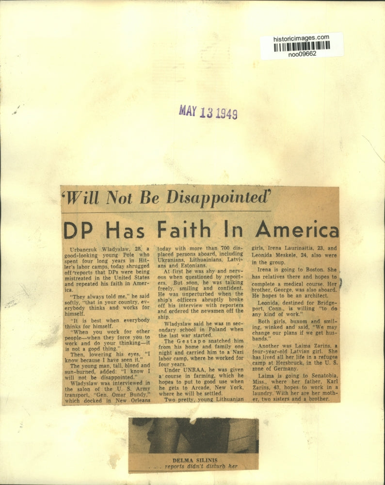 1949 Press Photo Delma Silinis says reports didn't disturb her - noo09662