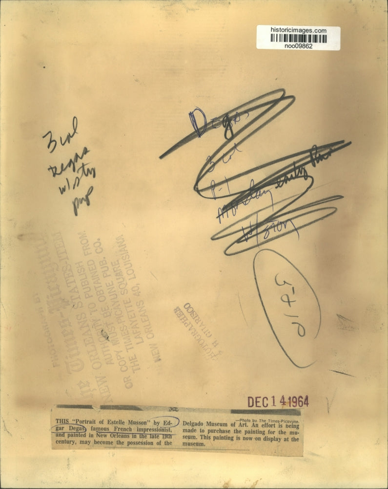 1964 Press Photo Painting of Edgar Degas exhibited at Delgado Museum of Art