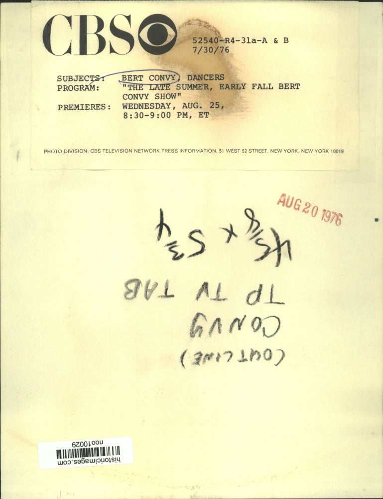 1976 Press Photo Bert Conv in "The Late Summer, Early Fall Bert Convy Show"