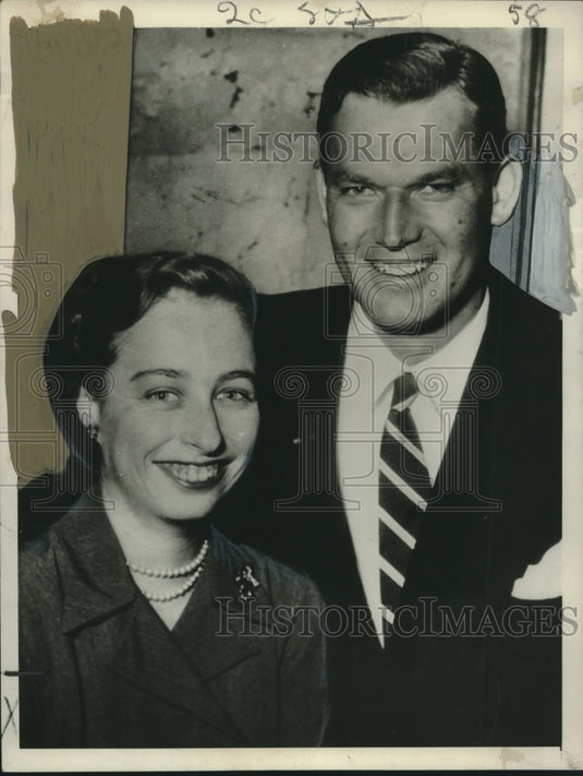 1953 Press Photo Princess Ragnhild of Norway with fiance Erling Dorentzen