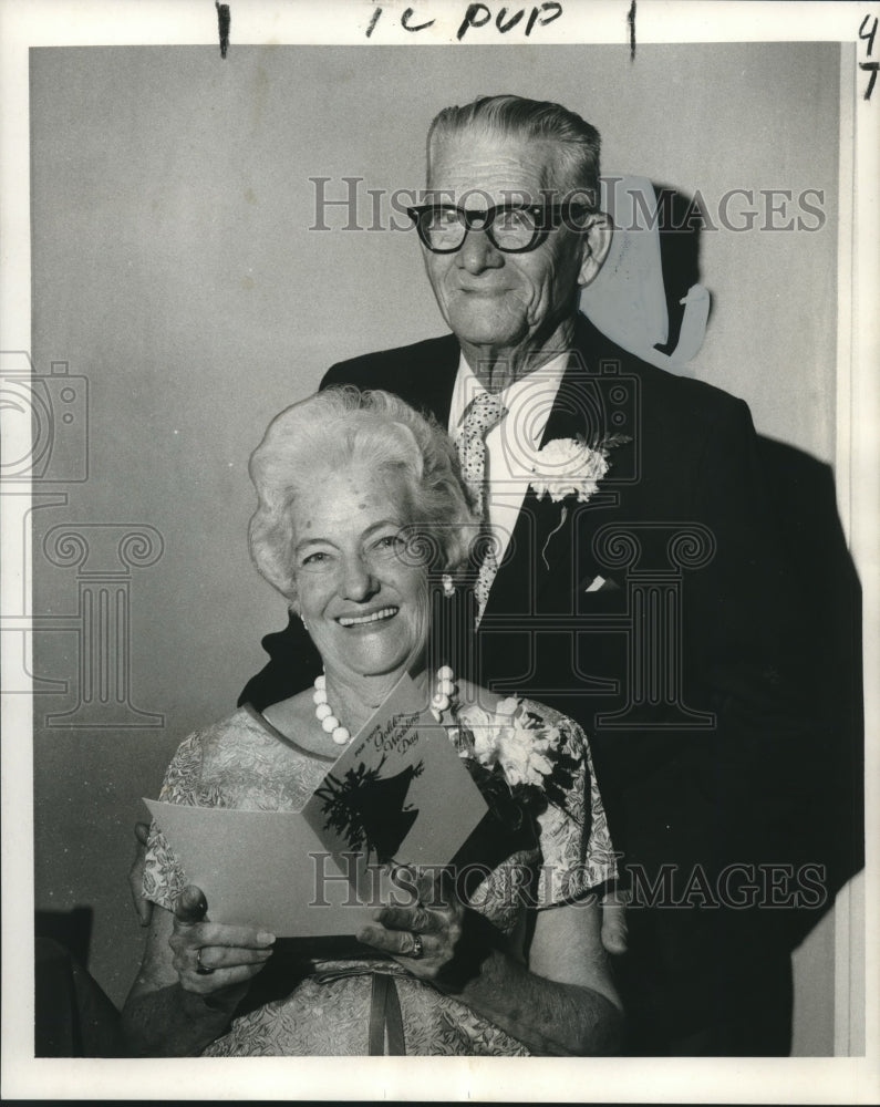 Load image into Gallery viewer, 1969 Press Photo Mr. &amp; Mrs. Edward B. Domm Sr. Celebrate 50th Anniversary
