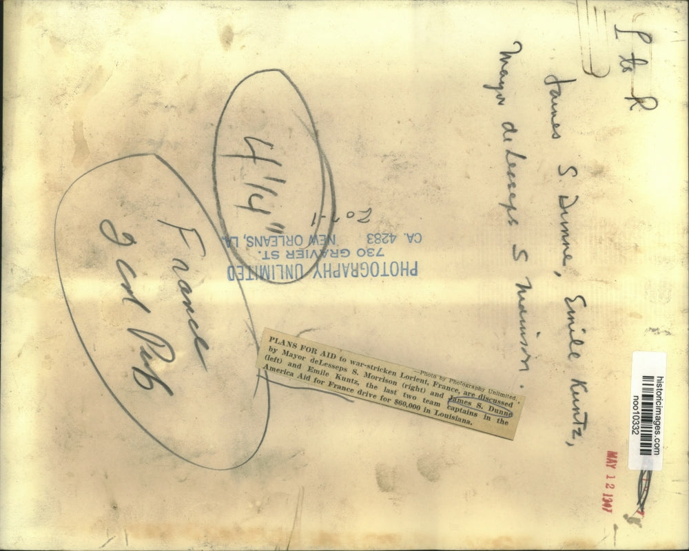 1947 Press Photo Mayor & team captains discuss America Aid for France drive