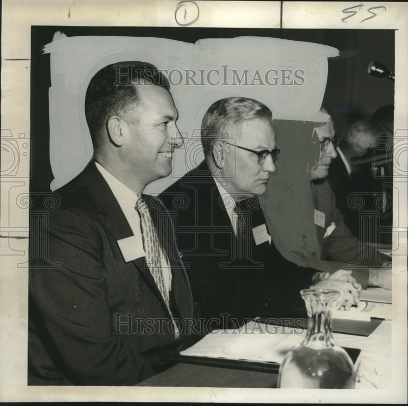 Load image into Gallery viewer, 1957 Press Photo Nicholas E. Crane, Andrew Barr, speakers at CPA Convention
