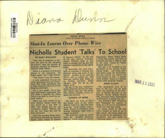 1950 Press Photo Diana Dunn, teacher at Francis T. Nicholls High School