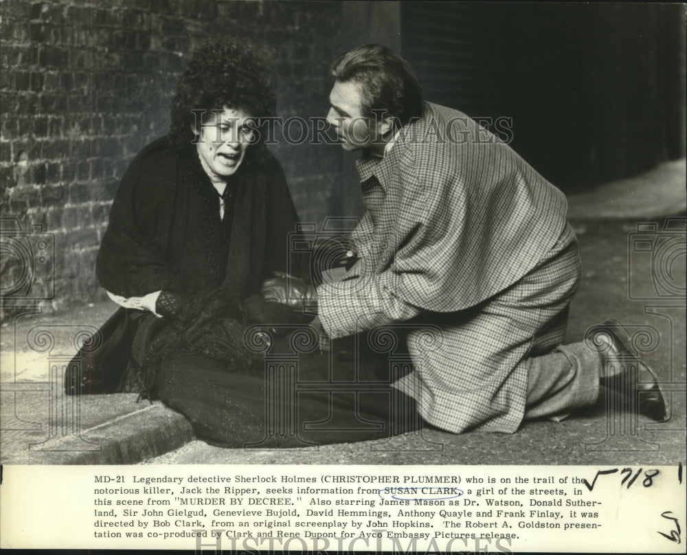 1979 Press Photo Actors Christopher Plummer, Susan Clark in "Murder by Decree"- Historic Images