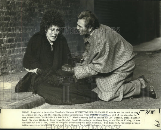 1979 Press Photo Actors Christopher Plummer, Susan Clark in "Murder by Decree"- Historic Images