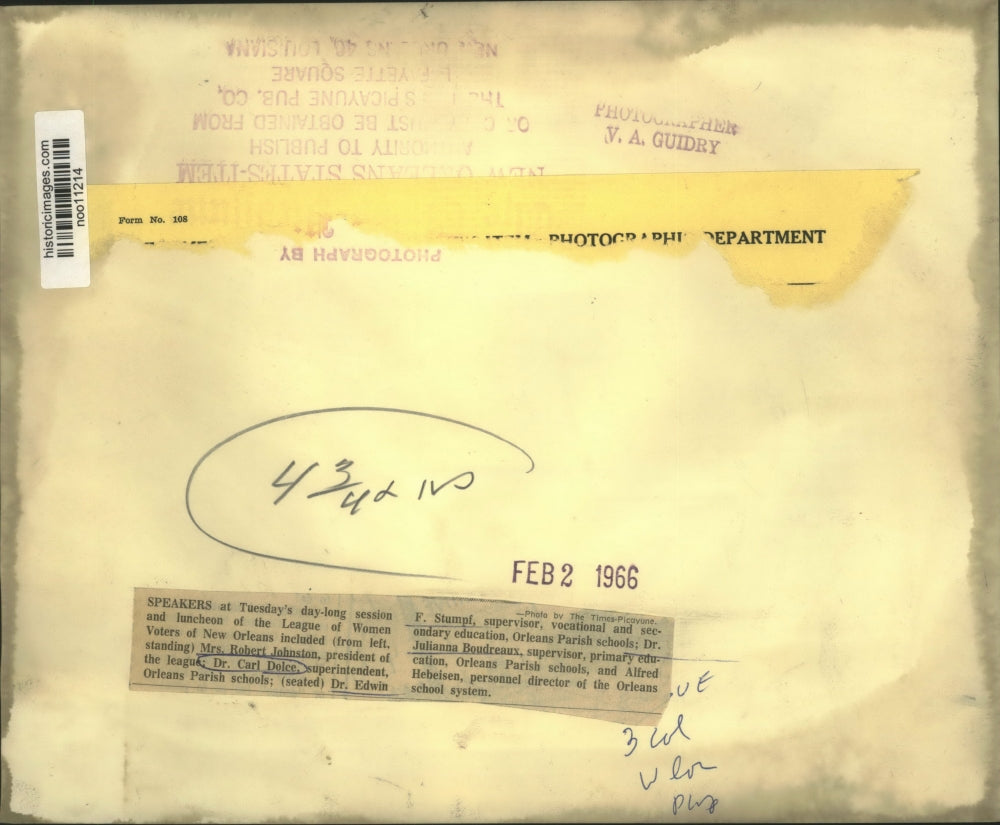 1966 Press Photo League of Women Voters of New Orleans speakers at luncheon