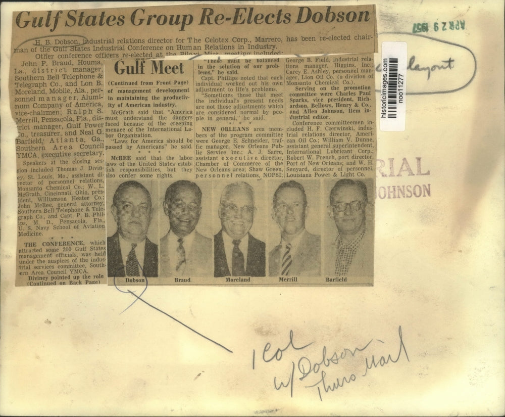 1957 Press Photo Gulf States Industrial Conference elected officers - noo11277