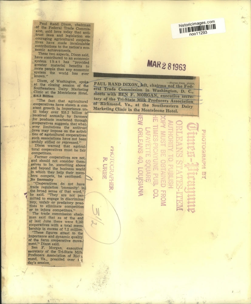 1963 Press Photo Paul Dixon and Ben Morgan, at the Dairy Marketing Clinic.