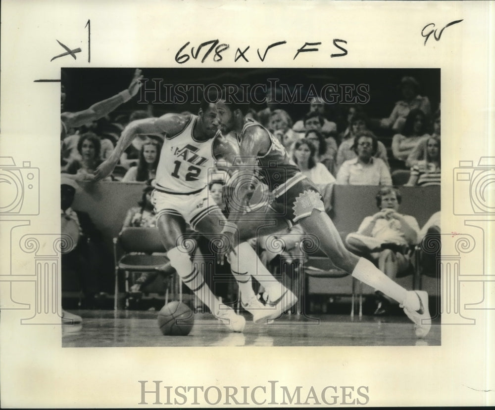 1977 Press Photo New Orleans Jazz basketball player, E.C. Coleman in action