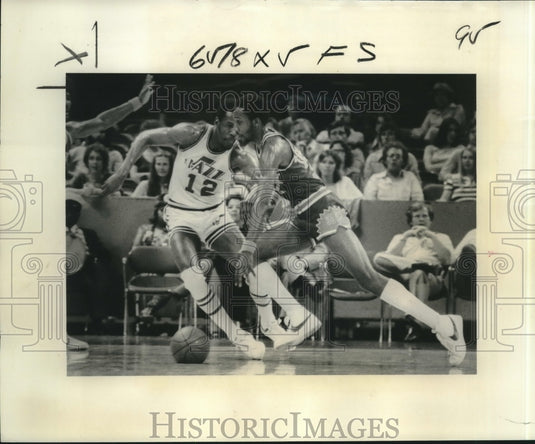1977 Press Photo New Orleans Jazz basketball player, E.C. Coleman in action