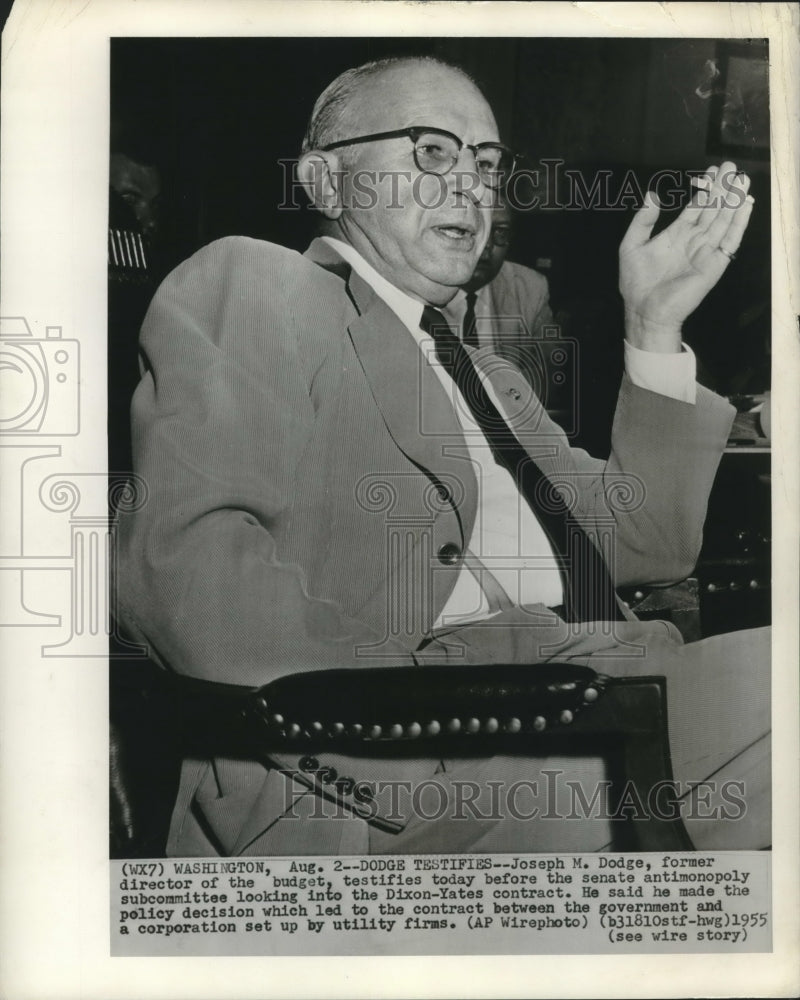 Load image into Gallery viewer, 1955 Press Photo Joseph M. Dodge Testifies Before Senate, Washington DC
