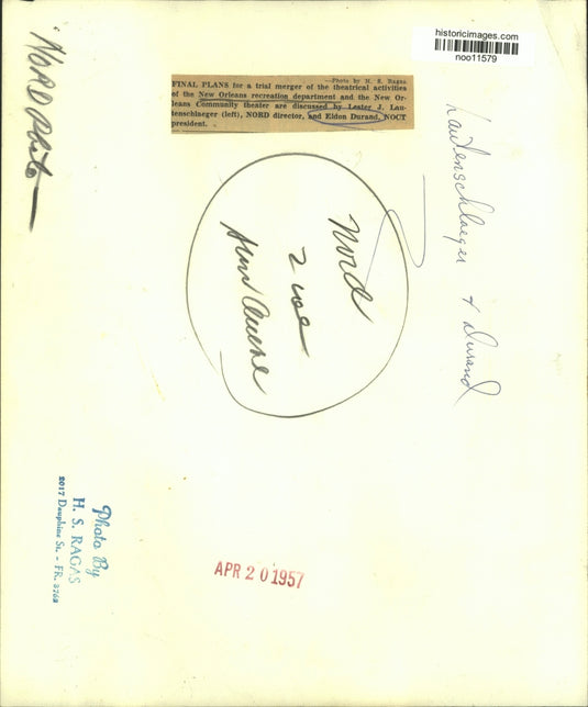 1957 Press Photo Lester J. Lautenschlaeger, Eldon Durand plan for trial merger