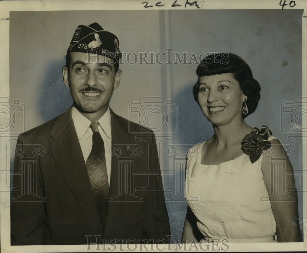 1955 Press Photo American Legion&#39;s Paul Di Fulco and Mrs. C.A. Folkenroth